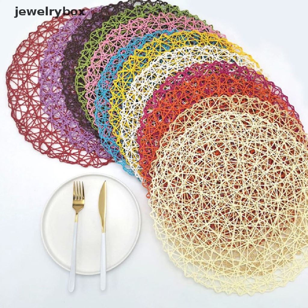 (jewelrybox) Alas Piring Bentuk Bulat Bahan Woven Untuk Meja Makan