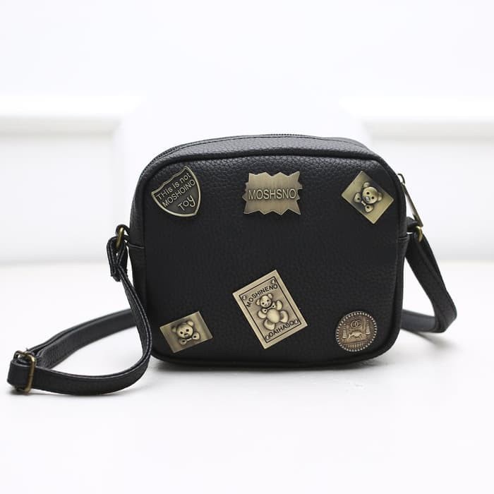 Tas Selempang Import Wanita A1441 Black Rice White