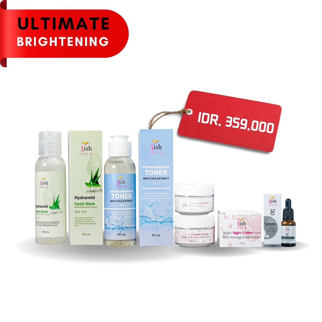 AISH SKINCARE  - FACIAL WASH / AISH SERUM KOREA / TONER / DAY&NIGHT CREAM - 100% Original-Ultimate (Bright)