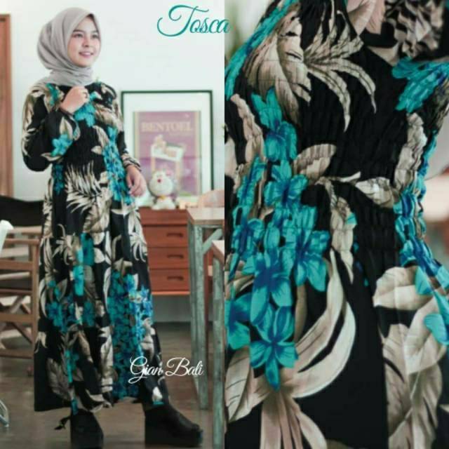 DRESS PANJANG /GAMIS SMOKE KERUT DADA