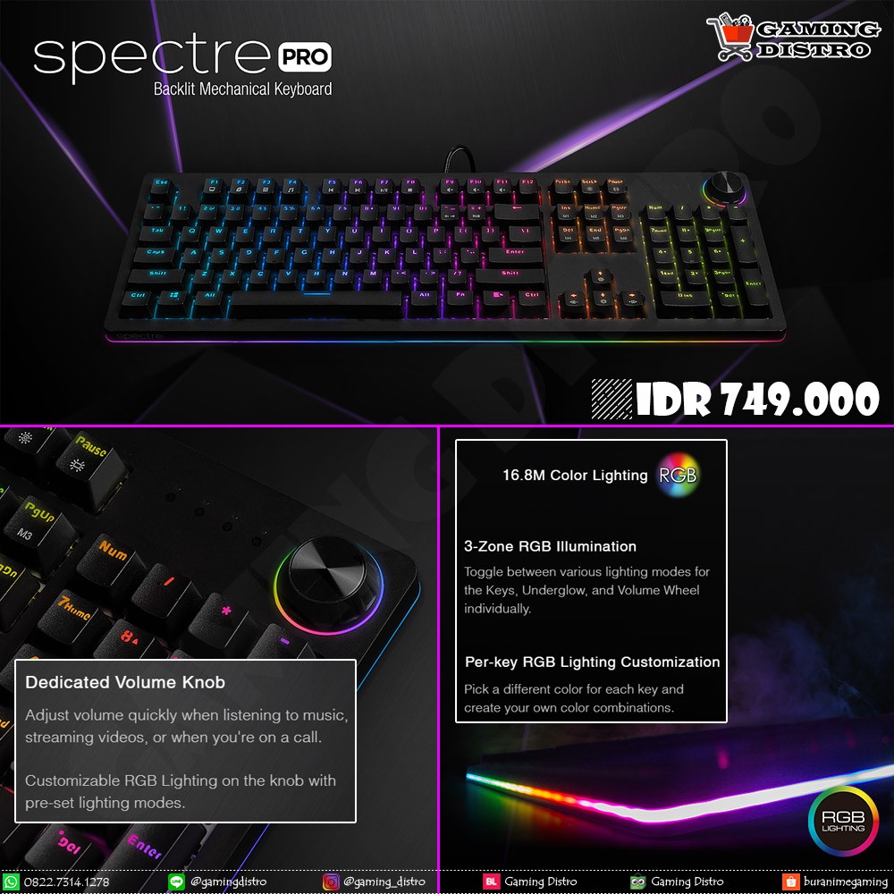 Tecware Spectre Pro RGB Underglow with Volume Knob Mechanical Keyboard