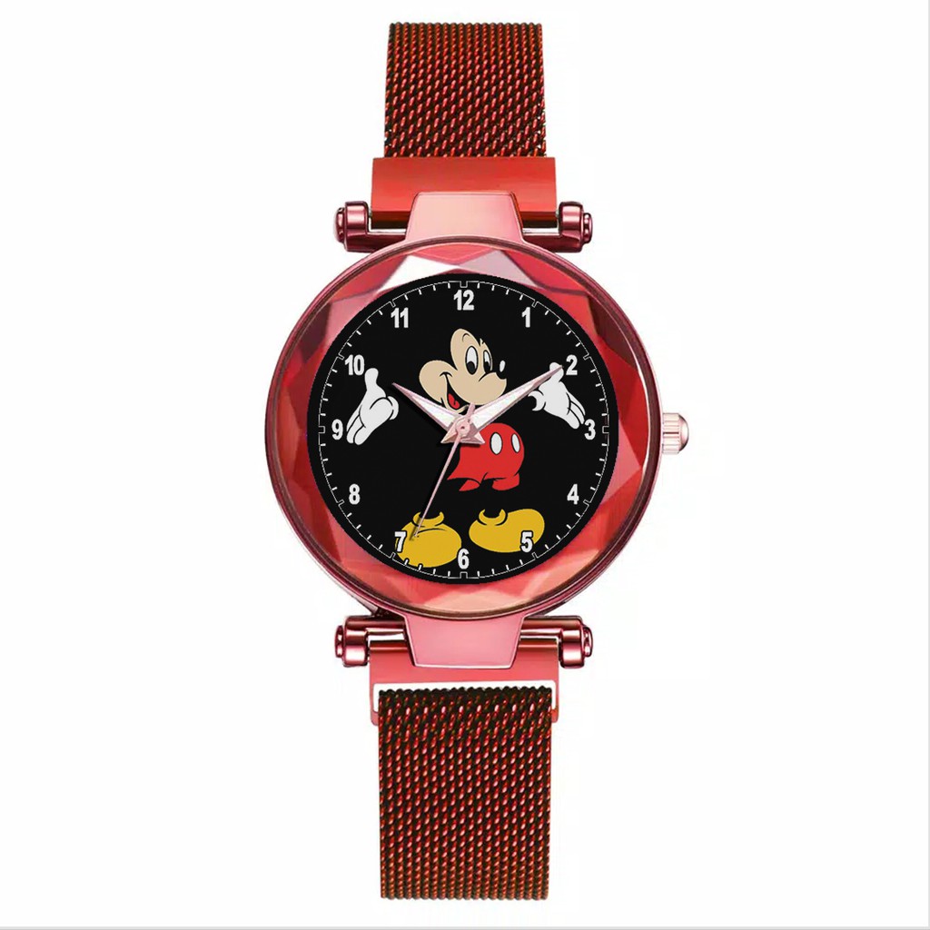 Jam Tangan Wanita Custom - MICKEY MOUSE Free Box &amp; Batre Cadangan