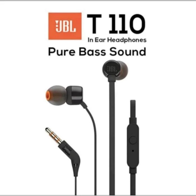 Earphone JBL T110 TUNE Headset Bass -  JBL TUNE T110 Original Garansi Resmi