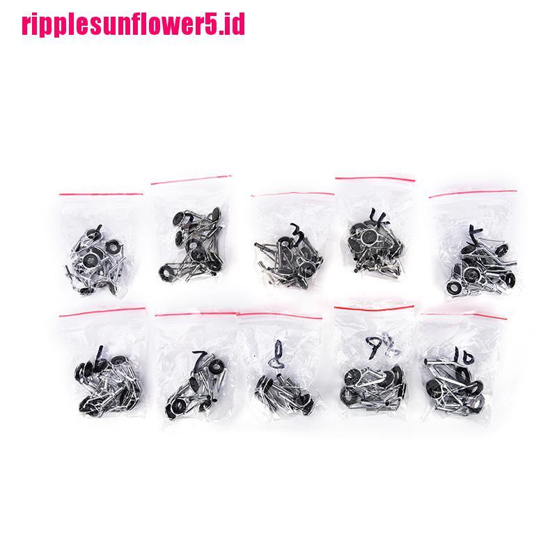 80pcs Ring Guide Joran Pancing 10 Ukuran Bahan Baja Warna Hitam