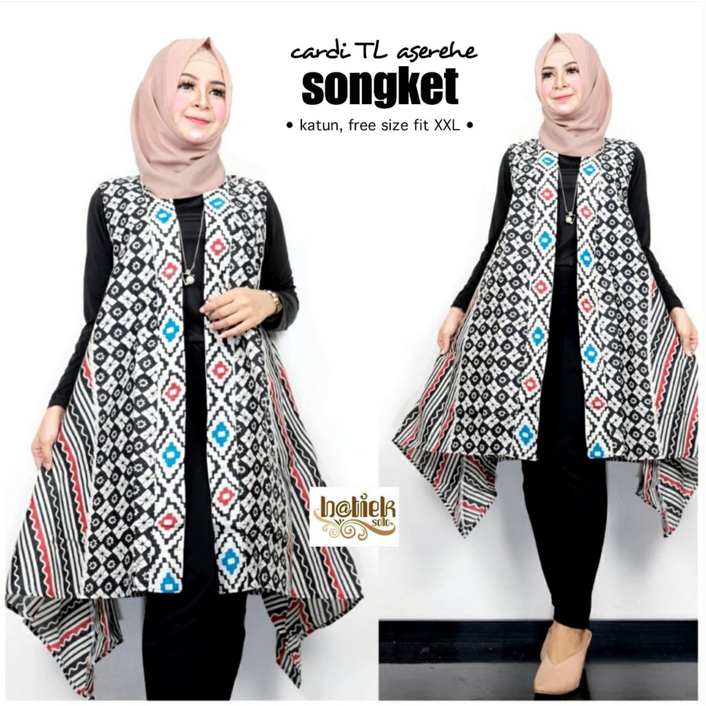 Cardi TL Aserehe Songket Batik Rompi Outer Outerwear Cardigan Batik Casual Modern Kantor Cantik