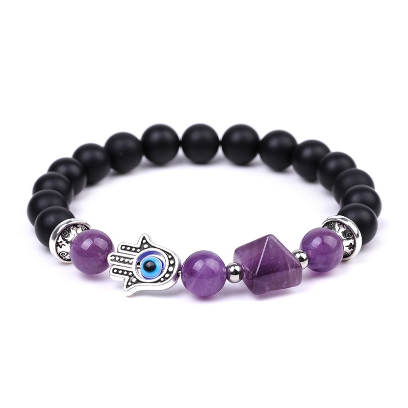 Gelang Manik-Manik Batu Alam Chakra Hamasa Rose Quartz Amethyst Tiger Eye Evil Eye Untuk Yoga