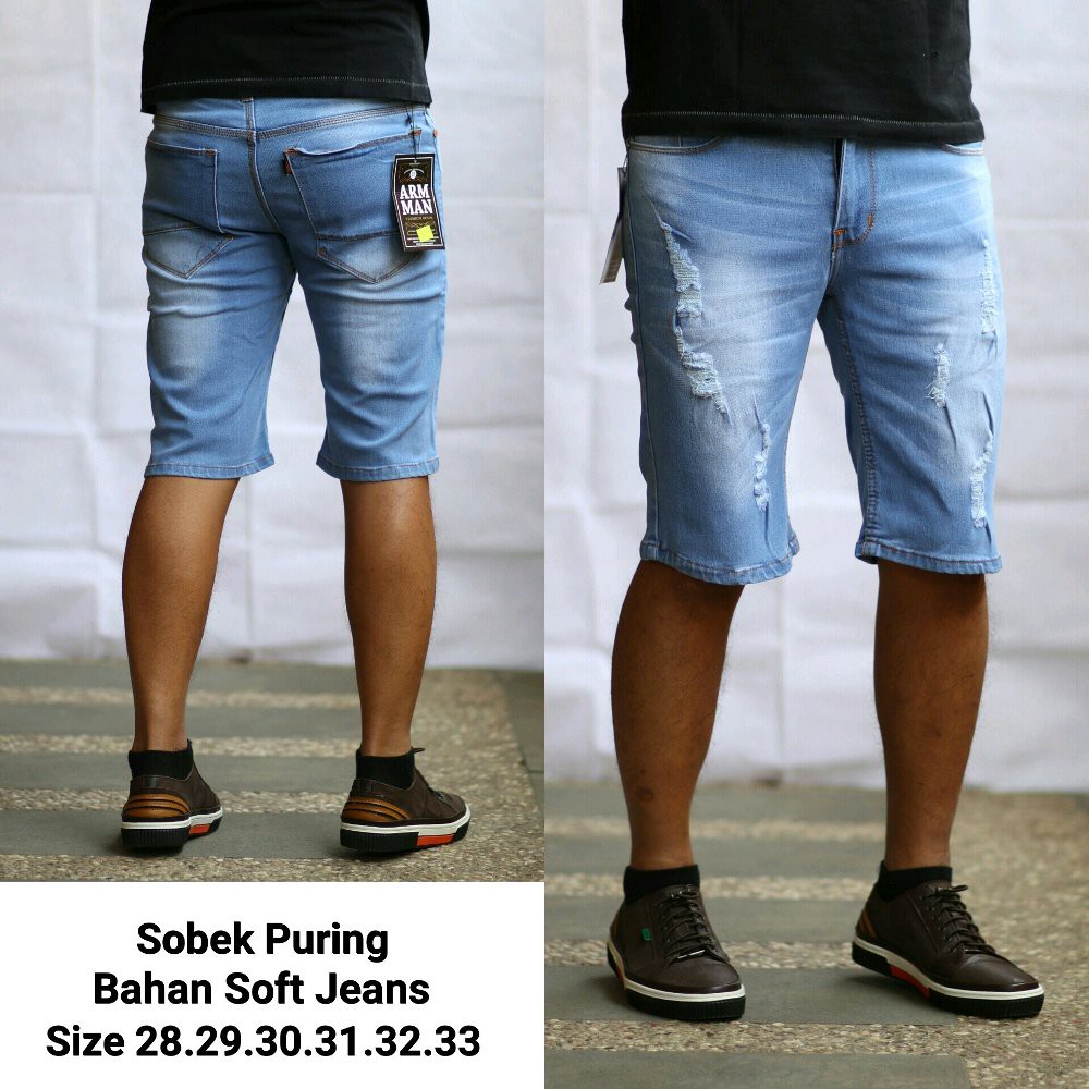 NEW CELANA JEANS PENDEK SOBEK SOBEK - JEANS PRIA SOBEK SOBEK PENDEK Celana Keren