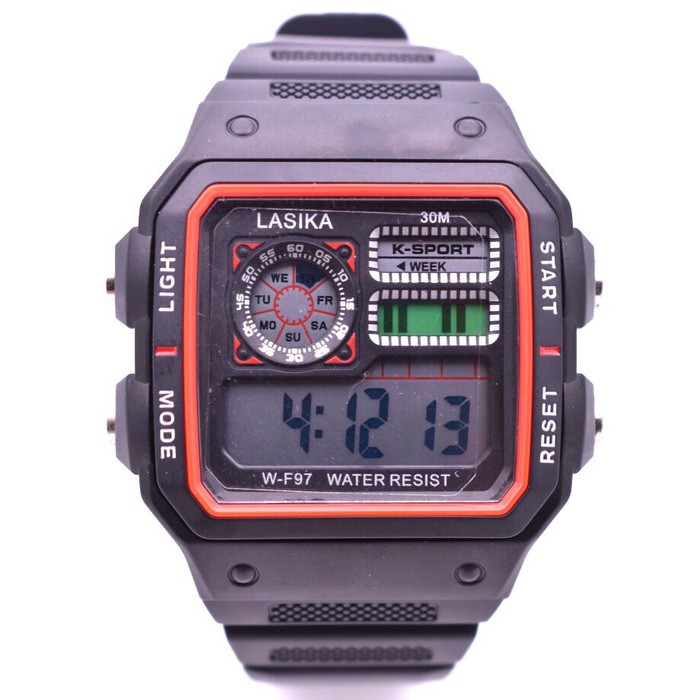 ANTI AIR JAM TANGAN LASIKA F97 KOTAK PRIA  SPORT DIGITAL