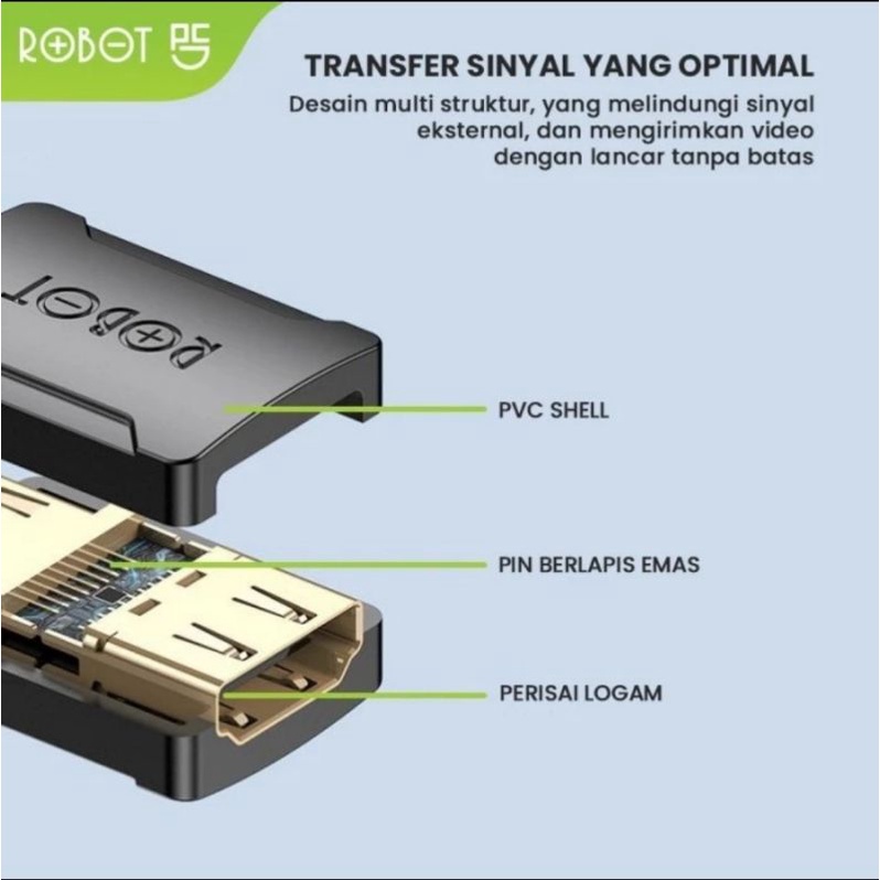 Robot RHH10 Konektor Ekstensi Kabel HDMI Adapter Female to Female 4K