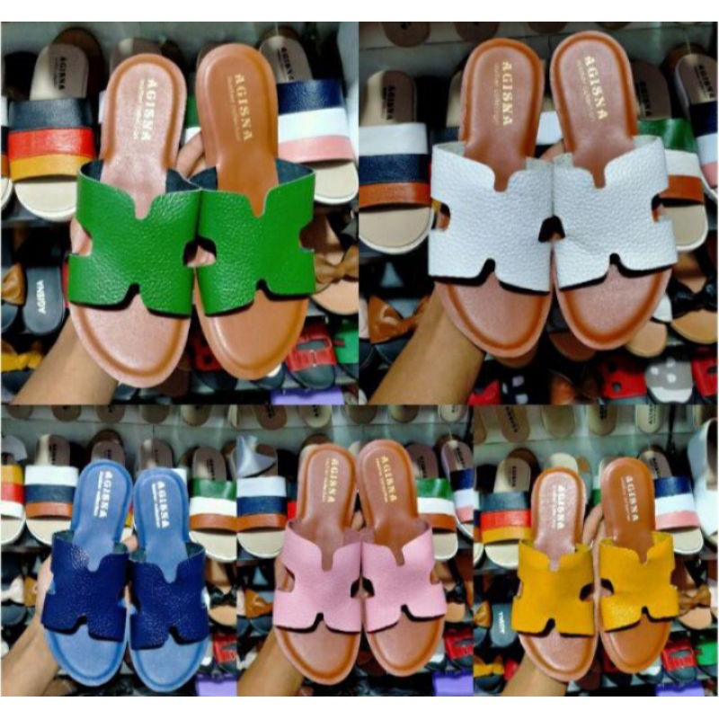 sandal kulit wanita sandal kulit papirut Garut motif hermes