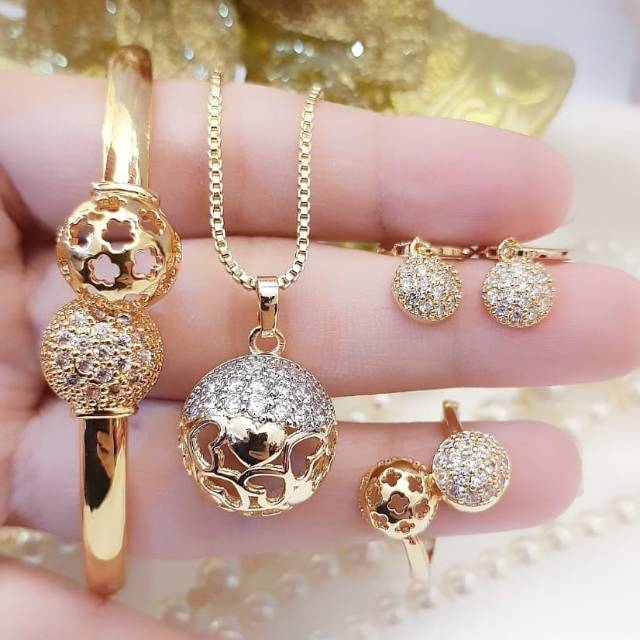 Xuping set perhiasan lapis emas 24k 2317g