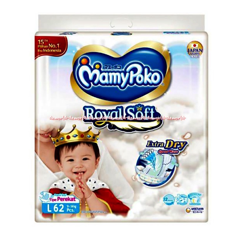 Mamypoko Royal Soft Dry L62 Popok Bayi Perekat Mamy Poko Tape Large L 62 pcs Mamipoko Mami Poko Diaper Bayi Anak