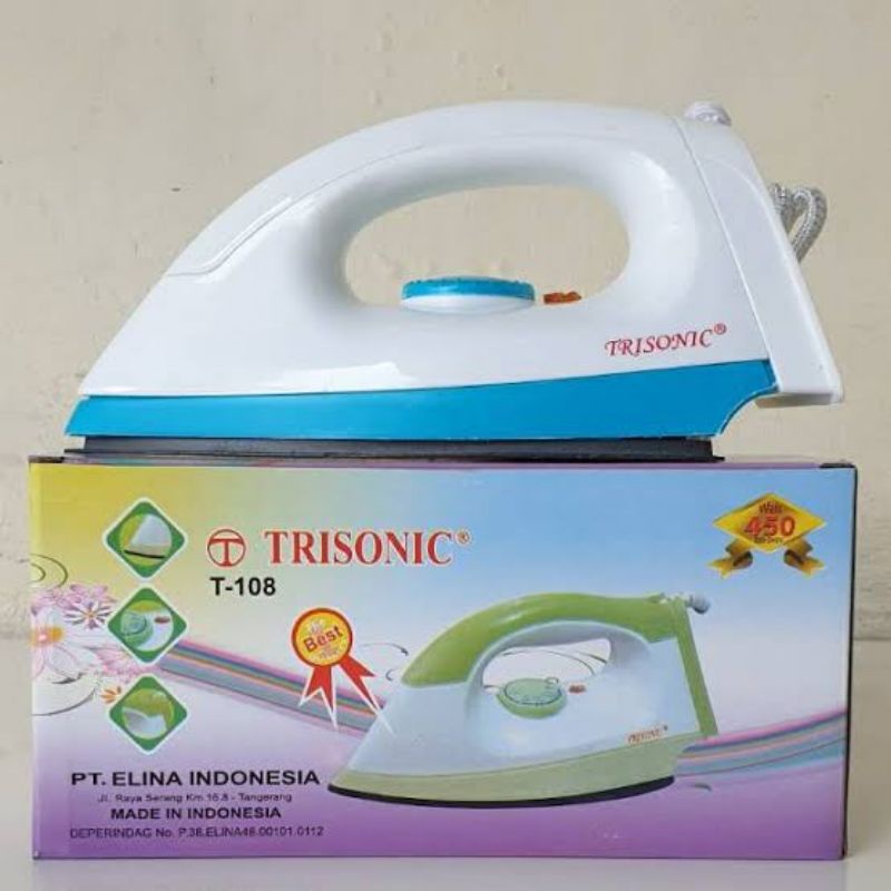 gosokan baju trisonic t108 450w seterika baju murah setrika baju trisonic seterika kering gosokan murah seterikaan frer packing bubble