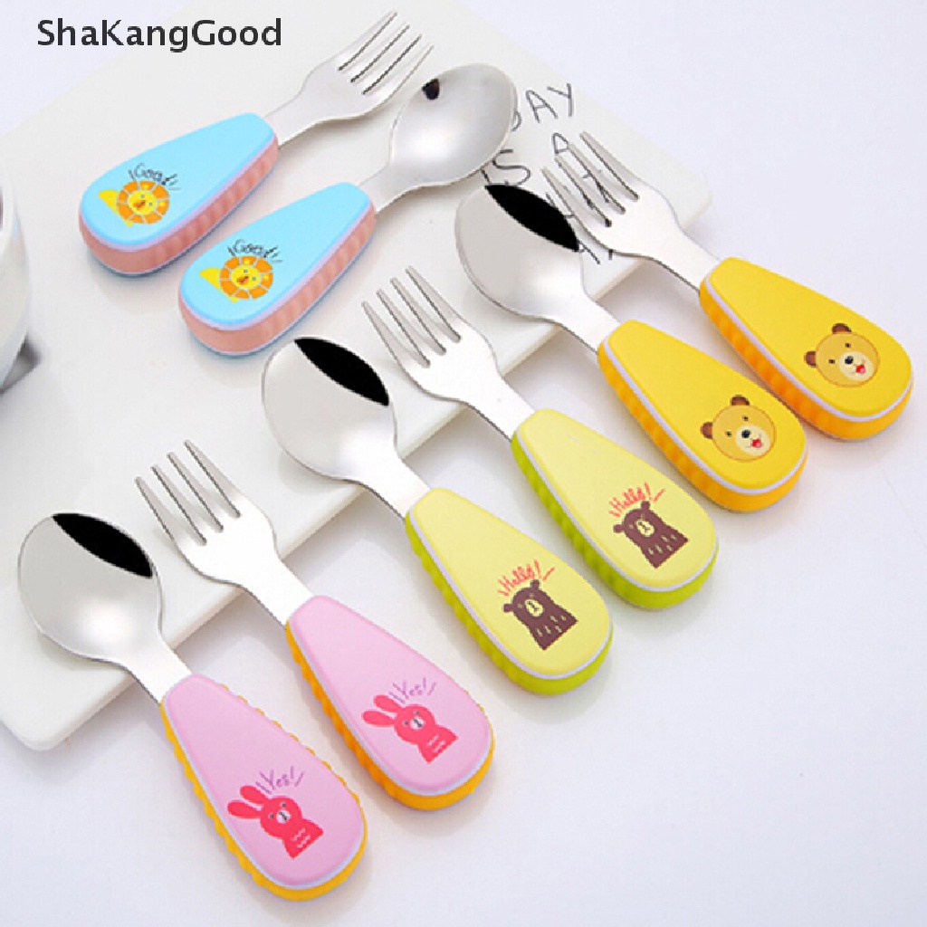 Skid 2pcs / set Sendok + Garpu Makan Bayi / Anak