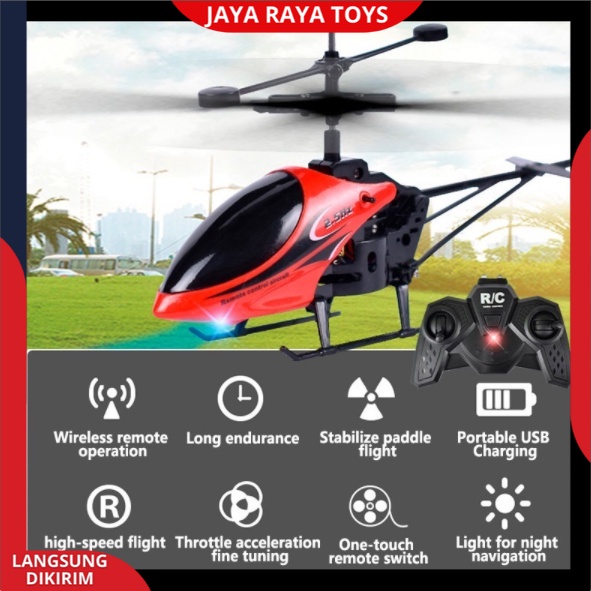 Helikopter Remote Control 2 CHANNEL Super Speed New Baterai Cas aircraft with led / Mainan Anak