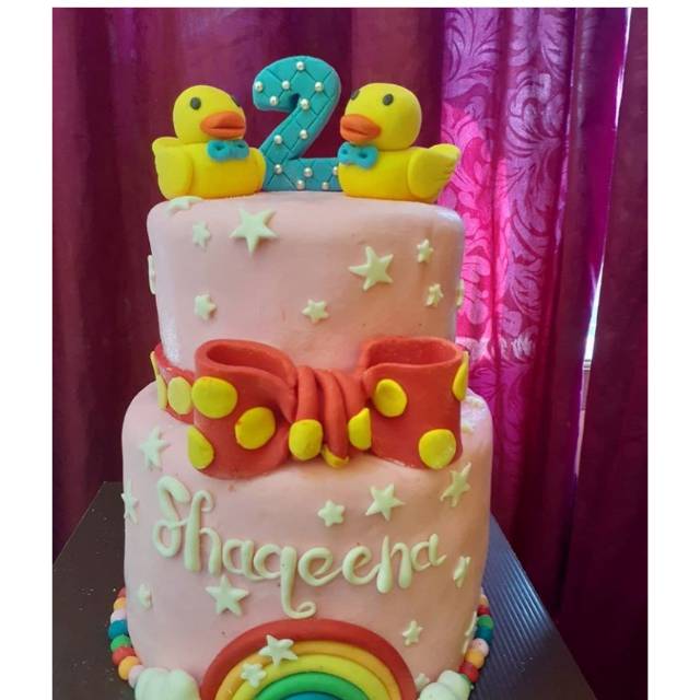 

Cake ultah Full fondant tema bebek