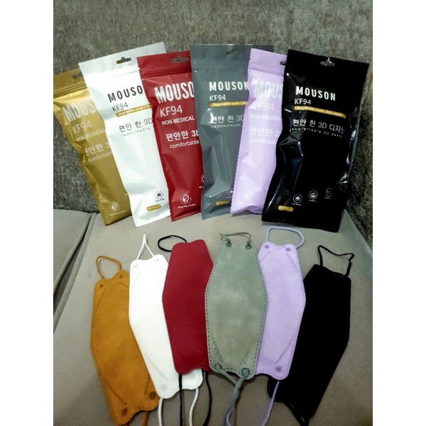 MASKER KF94 PUTIH ABU 4PLY MOUSON ISI 10