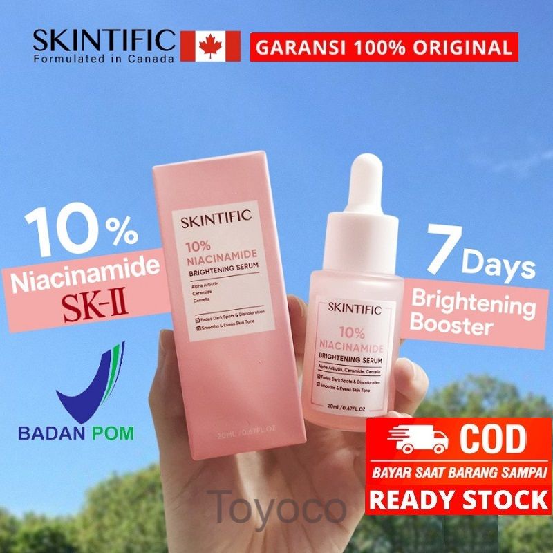 Skintific Serum Glow Niacinamide  Brightening 10 % Skintific Niacinamide 10% Serum Skin Barrier Mencerahkan Wajah Glowing Penghilang Bekas Jerawat Acne Bopeng Flek Hitam Membandel