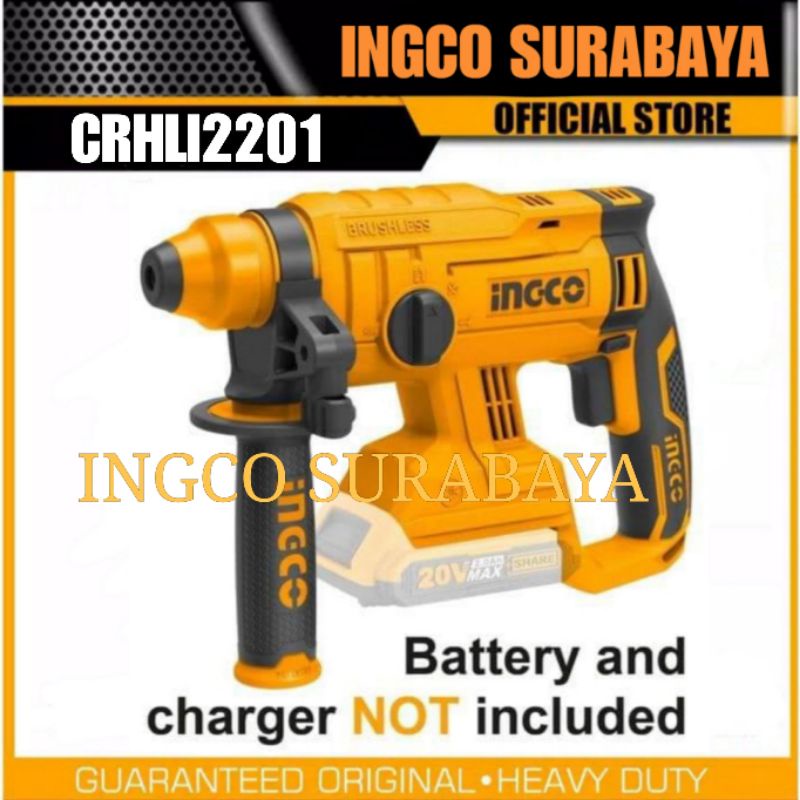 INGCO CRHLI2201 JACK HAMMER CORDLESS ROTARY HAMER MESIN BOR TEMBOK BETON BATERAI PALU BOR 20V