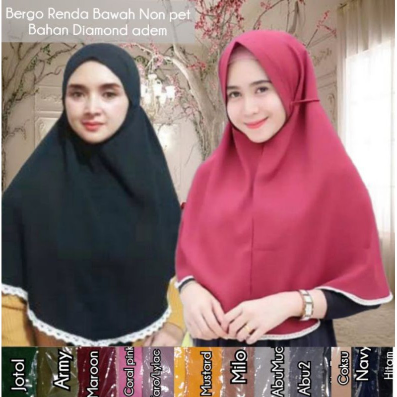 bergo maryam tali renda bawah