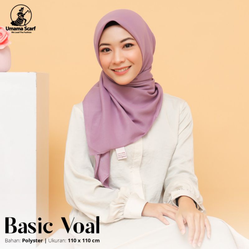 BASIC VOAL UMAMA HIJAB SEGI EMPAT POLOS JAHIT TEPI MURAH