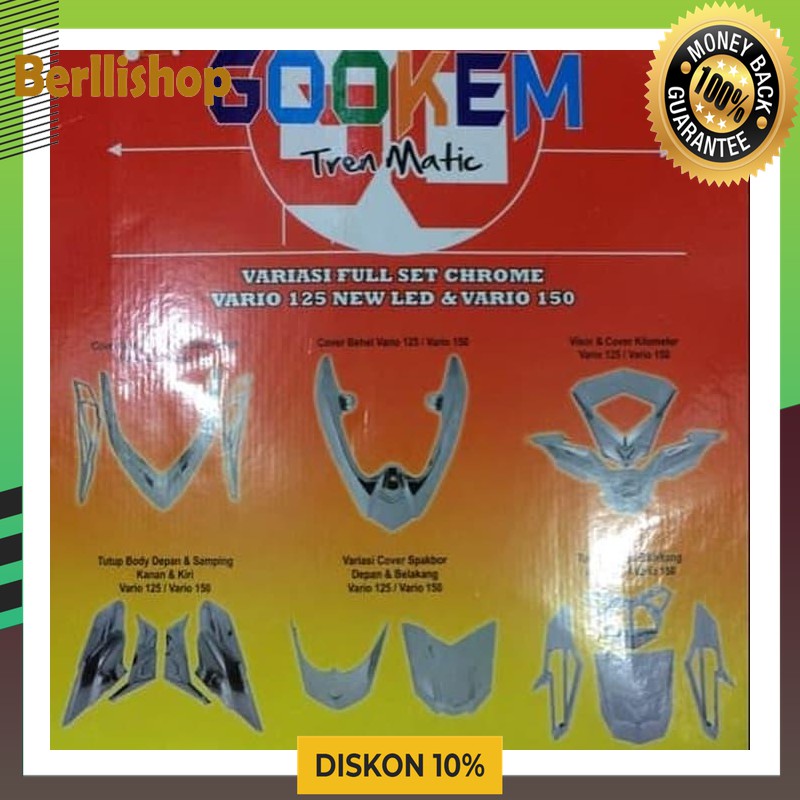 Diskon Full set Aksesoris body garnish Chrome/crome vario 150 Cvt/Behel/ dll Murah