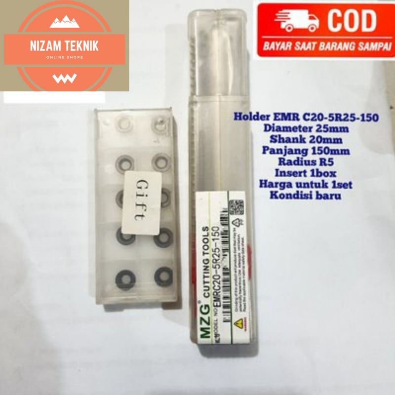 Holder EMR C20-5R25-150 Diameter 25x20x150mm Radius R5 set insert RPMT RDMT 10
