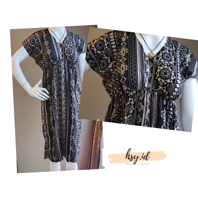 hsy.id-Daster manohara etnik kekinian/ Daster manohara rayon bali/Dress Bali-etnik grey