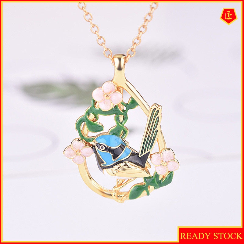 [Ready Stock]Fashion Creative Bird Flower Pendant Vintage Necklace