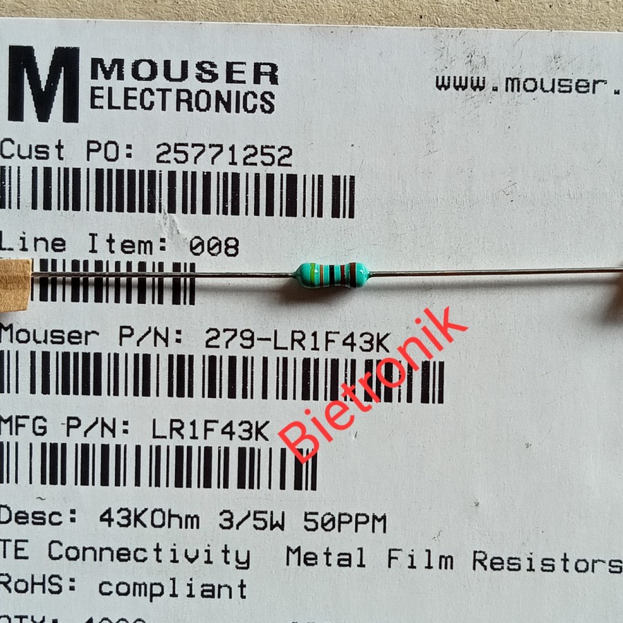 Resistor 43K 1/4w 1%