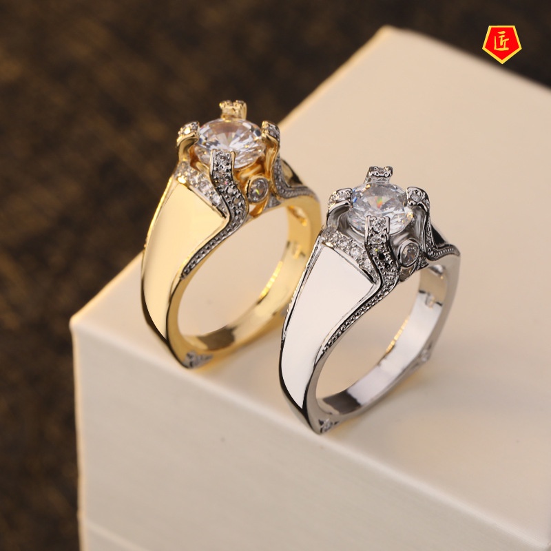 [Ready Stock]Golden Crown Diamond Ring Creative Fashion