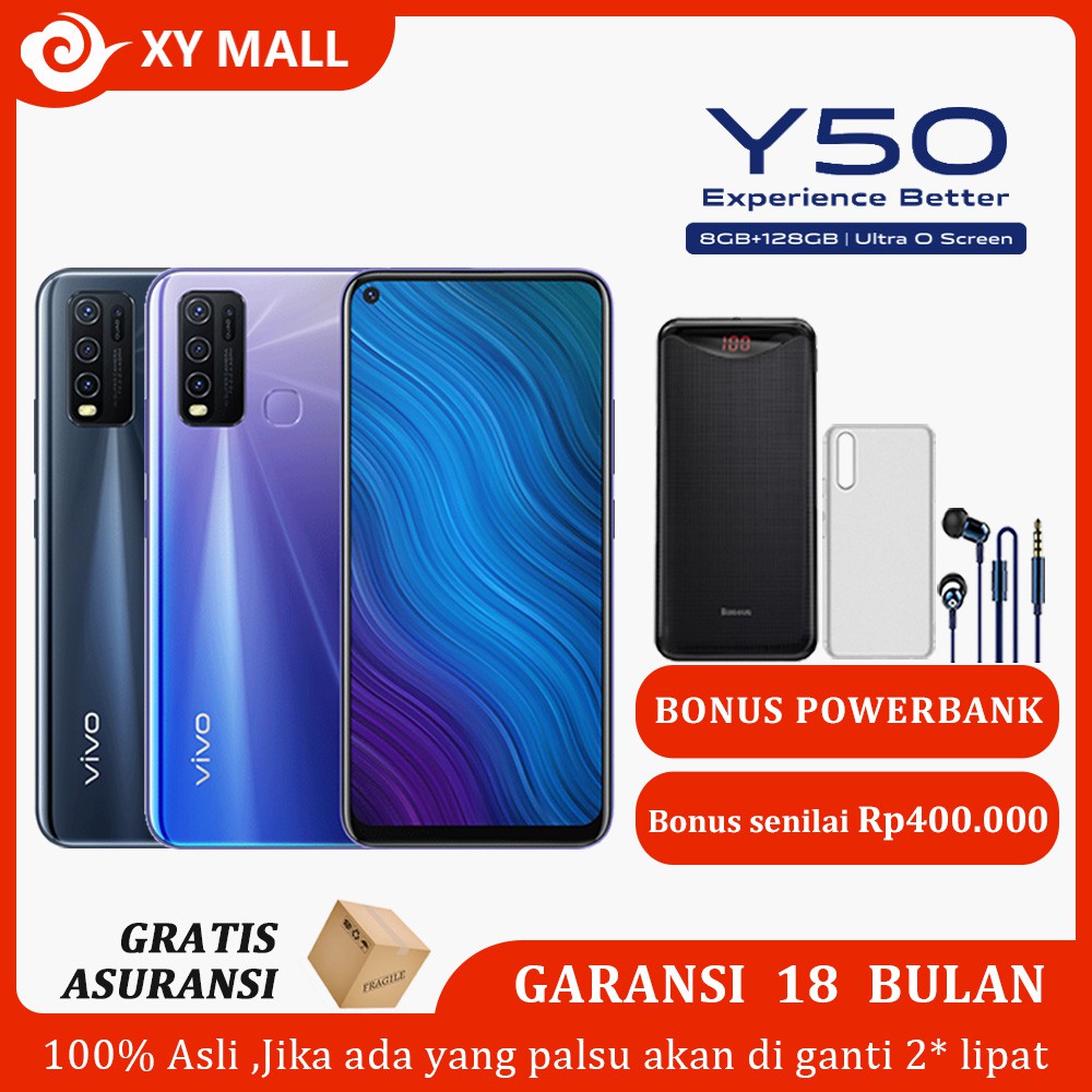 Vivo Y50 8/128 RAM 8GB ROM 128GB Gratis Ongkir 5000mAh