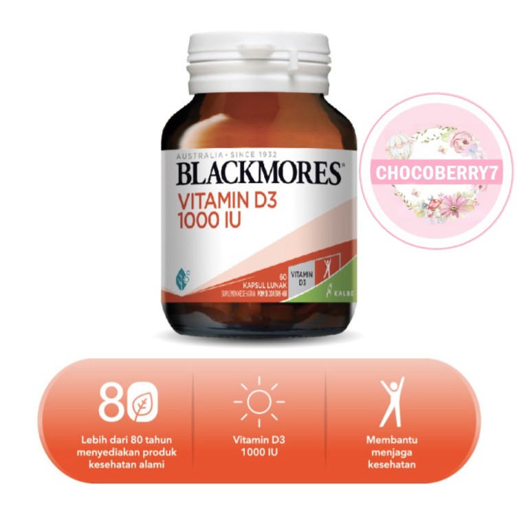 Blackmores Vitamin D3 - 1000IU, isi 60 Capsules D3 1000iu BPOM Kalbe