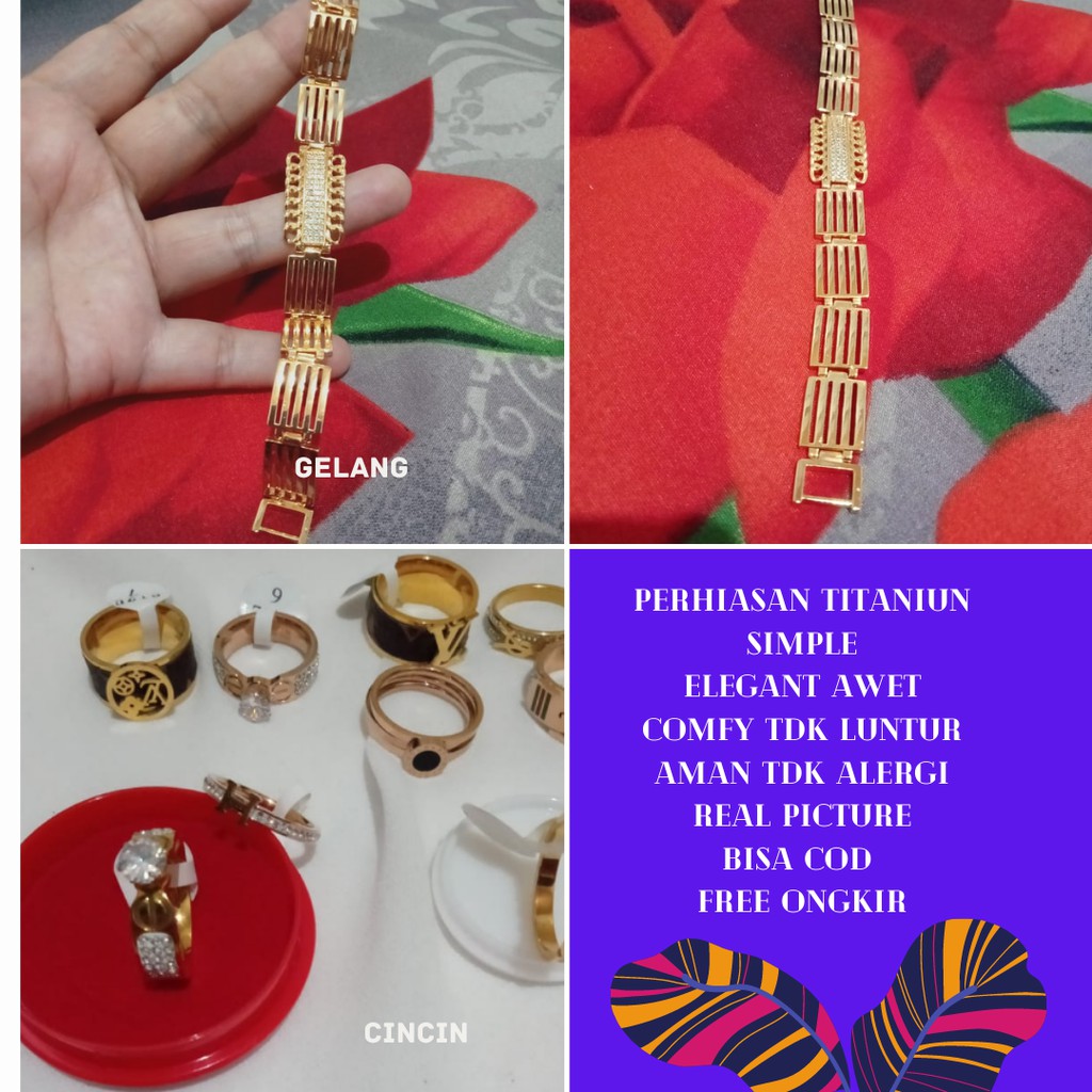 Perhiasan wanita titanium asli set perhiasan xuping gelang cincin