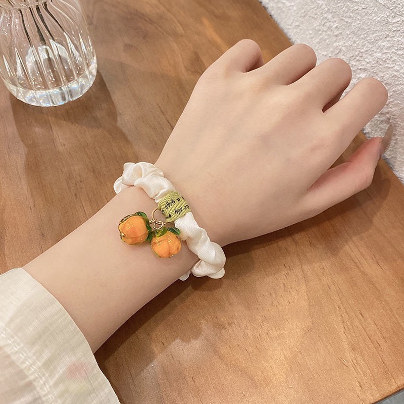 Srunchie Kerut Wanita Korean Style Lucu Dengan Aksen Buah - Ikat Rambut Wanita Aksen Buah / gelang wanita korea