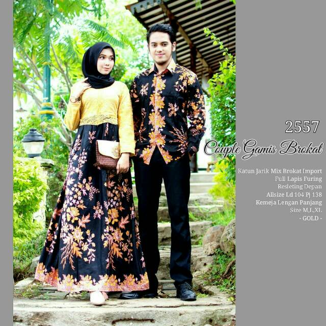 Couple batik kemeja dan gamis batik mix brokat