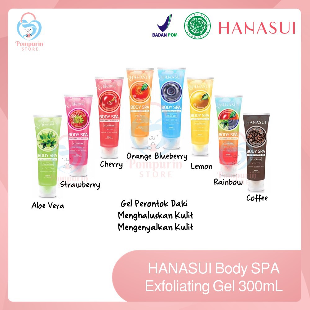 HANASUI Body Exfoliating Gel with Collagen 300mL Halal Original BPOM
