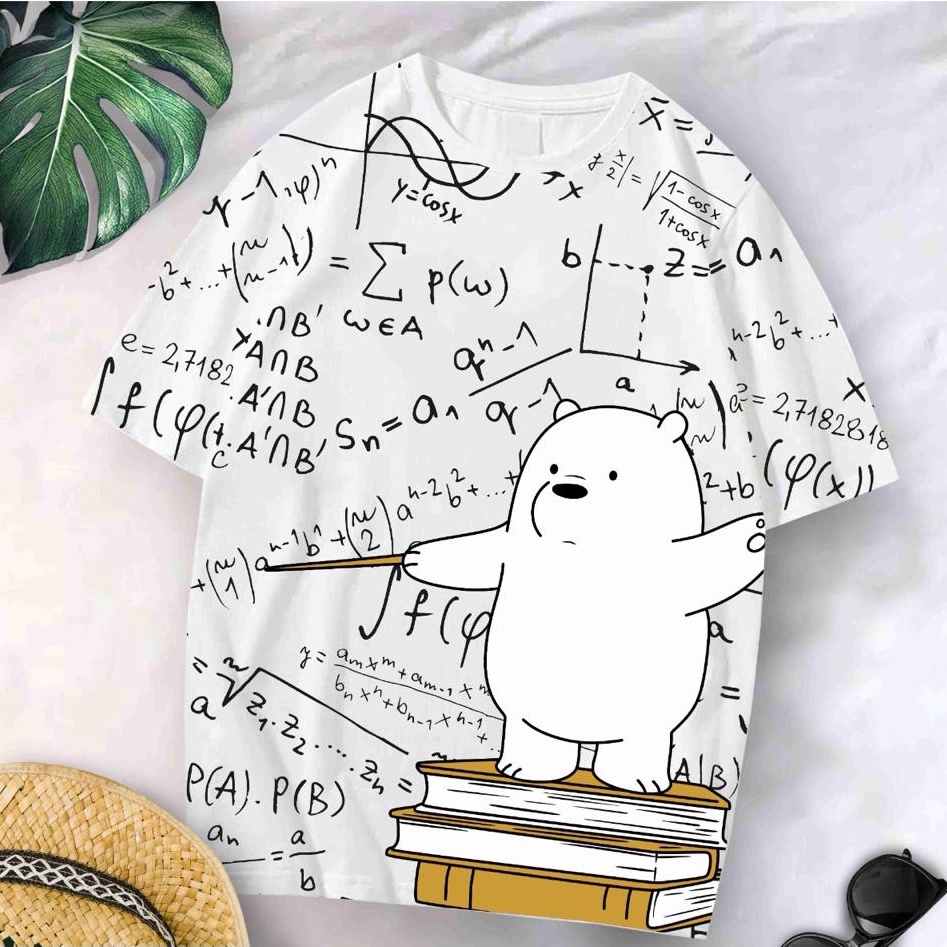 KAOS WANITA BEAR BERUANG CORET ATASAN KAOS WANITA GAMBAR KARTUN LUCU KAOS BERUANG RUMUS IMUT PAKAIAN