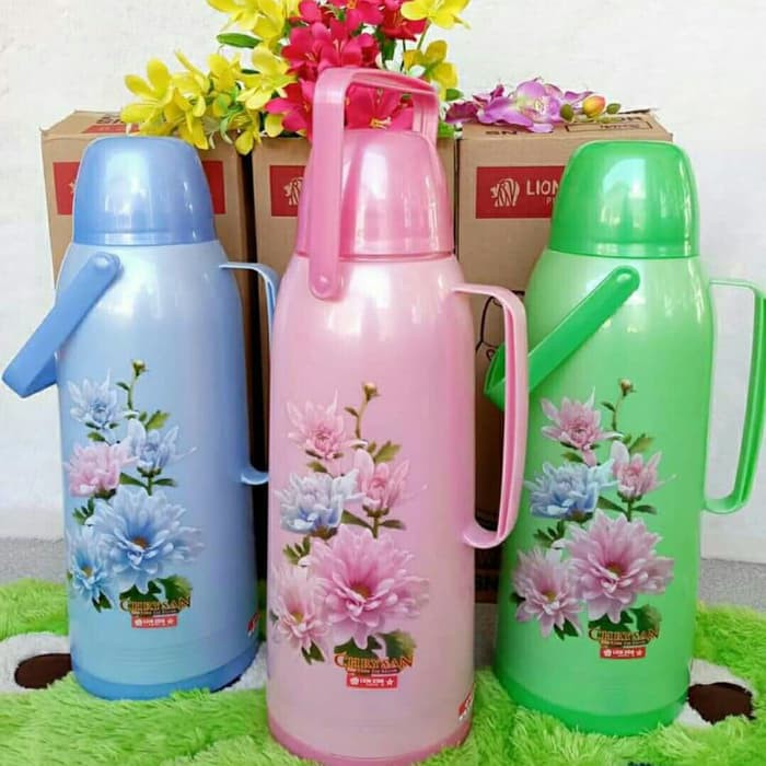 LION STAR Termos Air Panas 2 Liter Motif Bunga Botol Air Perjalanan Piknik