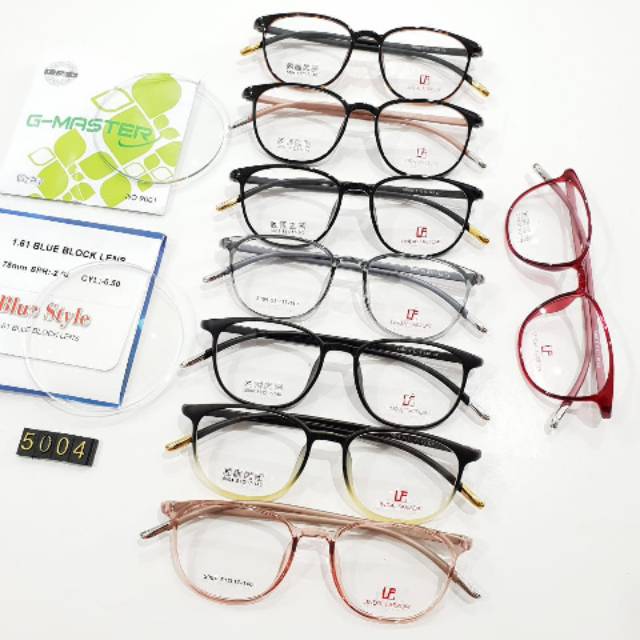 Paket Kacamata 5004, Gratis Lensa Minus, Kacamata Antiradiasi, Kacamata Baca , Kacamata Kora