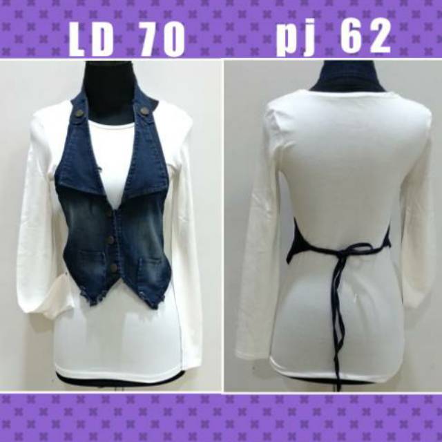 1 set kaos rompi jeans