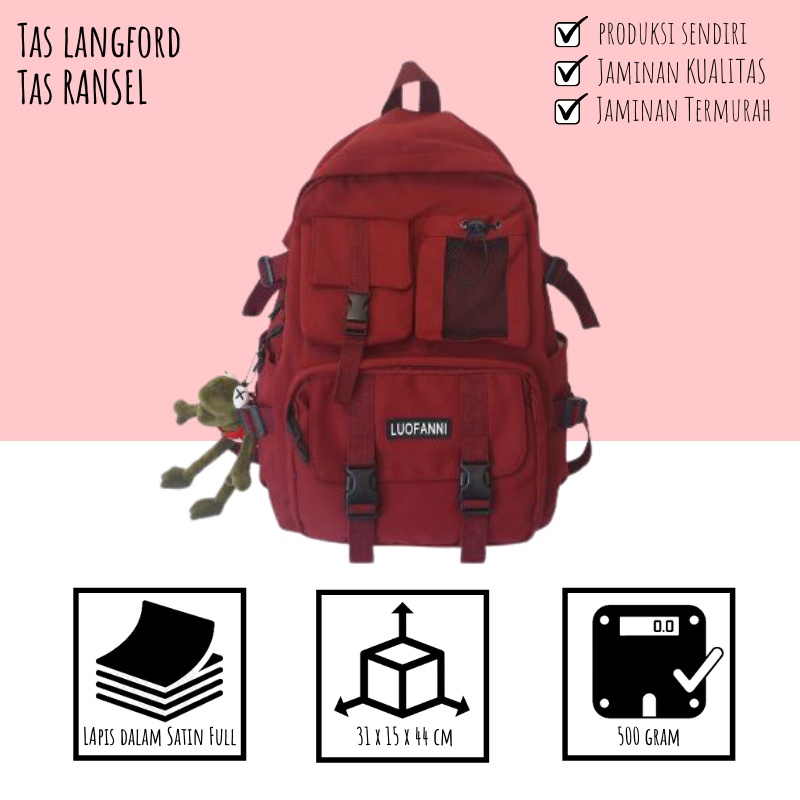 Tas Ransel Backpack Punggung Terbaru Kekinian Simpel Casual Sekolah Kuliah Outdoor Pria Wanita