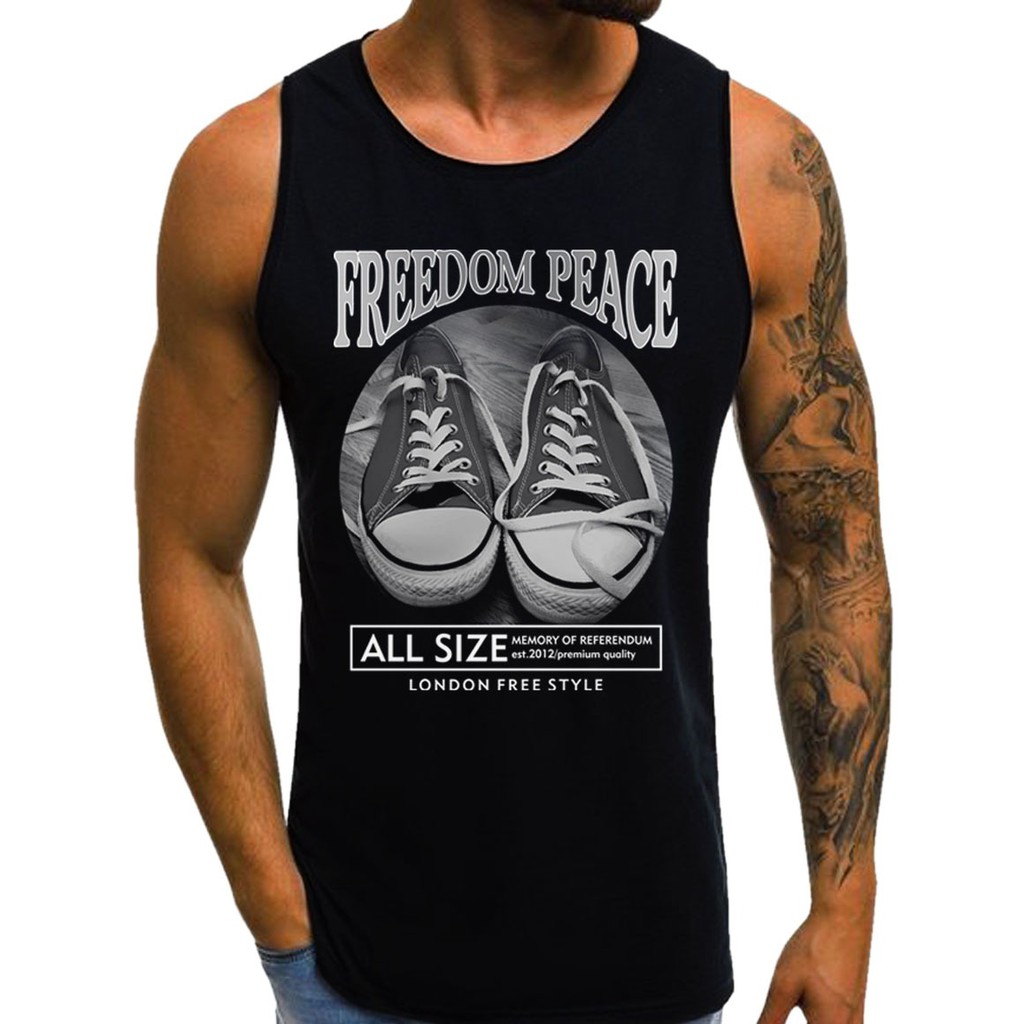 SINGLET PRIA Freedom Peace KAOS TANPA LENGAN / KAOS DALAM / T-SHIRT DISTRO /SINGLET MURAH BERKUALIT