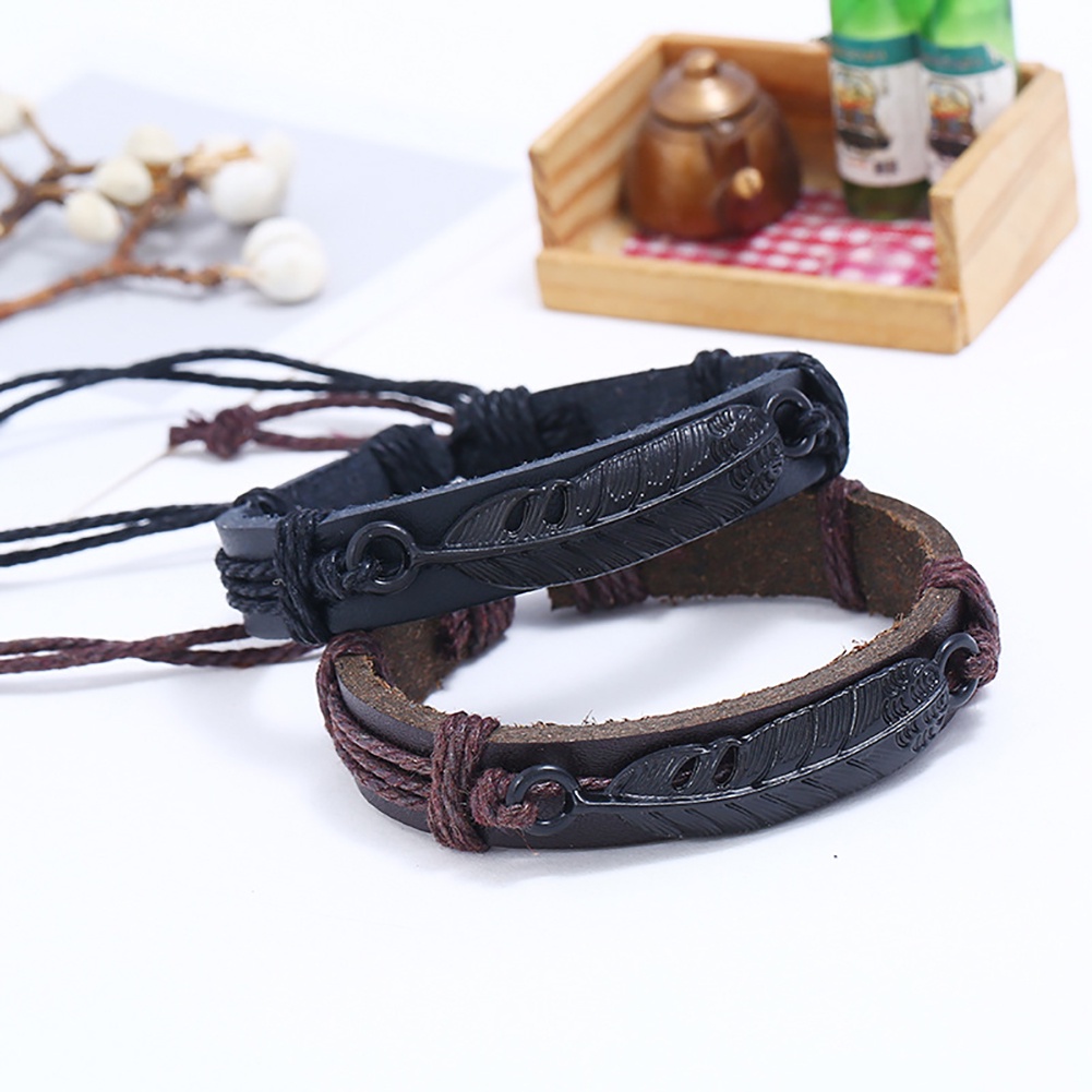 Hu Hu Hu Hu Hu Alat Bantu Pasang Kacamata♡ Gelang Tali Kulit Imitasi Adjustable Untuk Pria