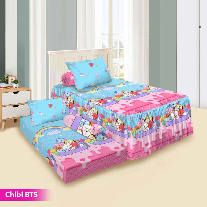 Sprei Duo Sorong 2in1 Vito Motif Terlaris 120x200cm CHIBI BTS