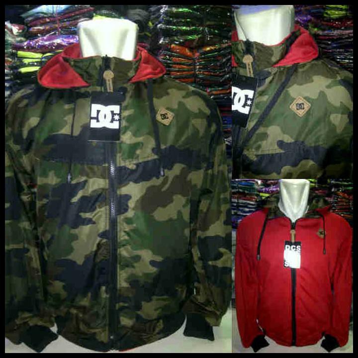 TERLARIS JAKET DC BOLAK BALIK LORENG MERAH 