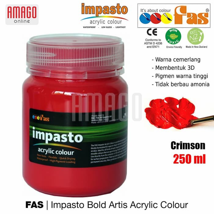 FAS - IMPASTO ACRYLIC PROFESSIONAL PAINT - 250 ml - CRIMSON