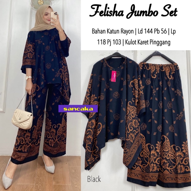 FELISHA JUMBO SET by Sancaka/setelan wanita teralaris jumbo ld 130 cm bb 100 kg