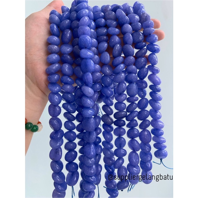 manik Batu alam soft purple agate Beads 14 x 12mm bahan gelang kalung