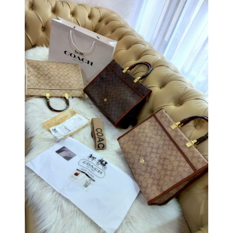NEW TOTE COACH/ MIRROR 1:1/ WITH PAPER BAG AND NOSER/ REAL PIC / TAS BRANDED